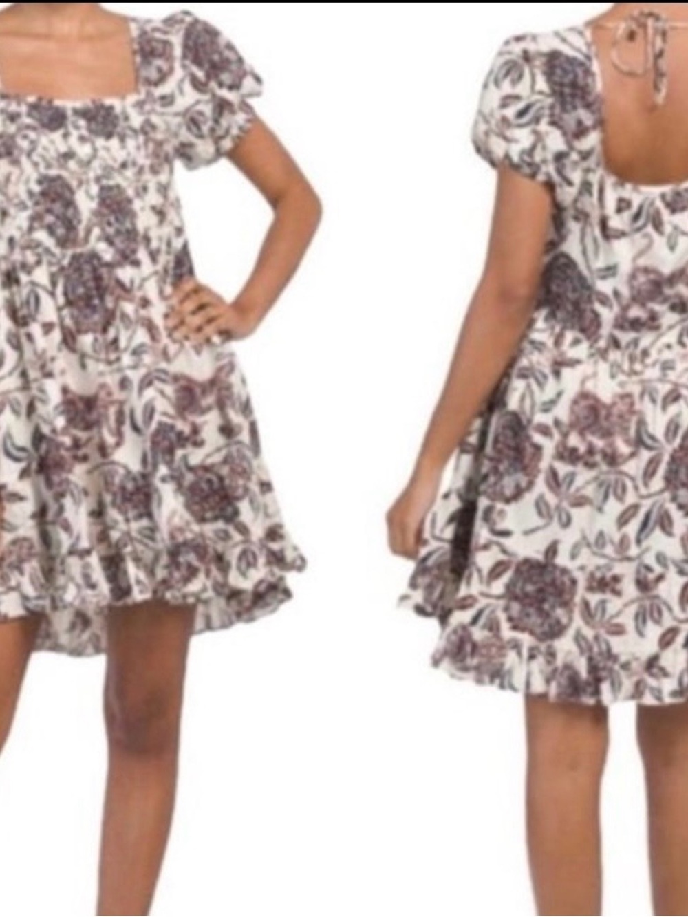 HOUSE OF HARLO 1960 Cream Sundress with Purple Floral Print NWOT